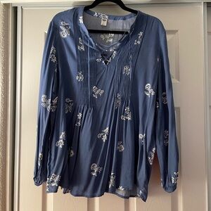 Old Navy Floral Blouse with Criss Criss Tie Detail Sz L